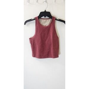 Vuori Bakers Bay Topanga Halter Crop Tank Pink Heathered Built In Bra Small